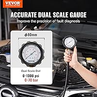 Vista 2 de VEVOR – Probador de compresión de motor diésel, juego de herramientas de prueba de presión de cilindro de 18 piezas, con medidor de 0-1000 psi