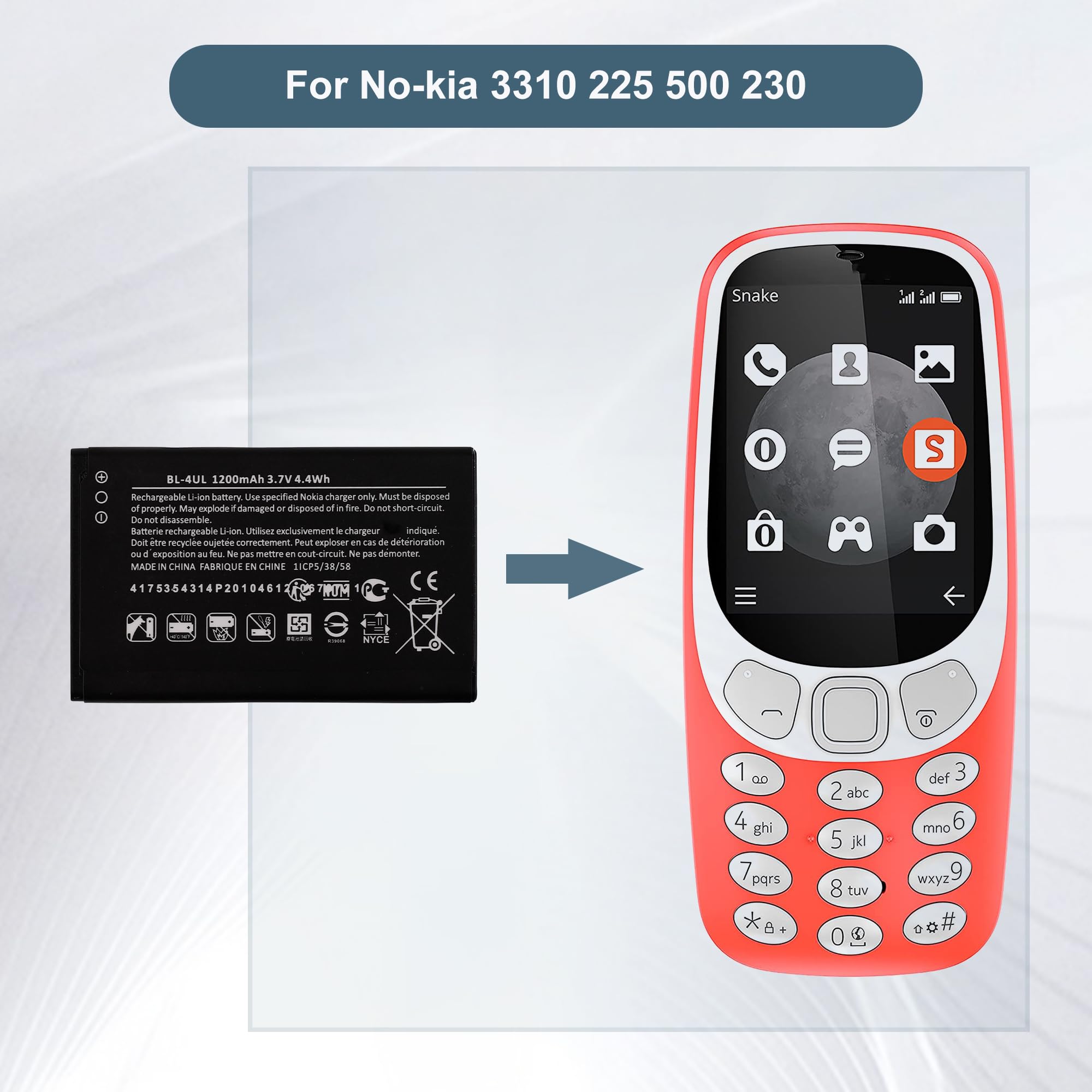Batterie Nokia 225 BL-4UL 1200mAh - Compatible Universelle, Neuve