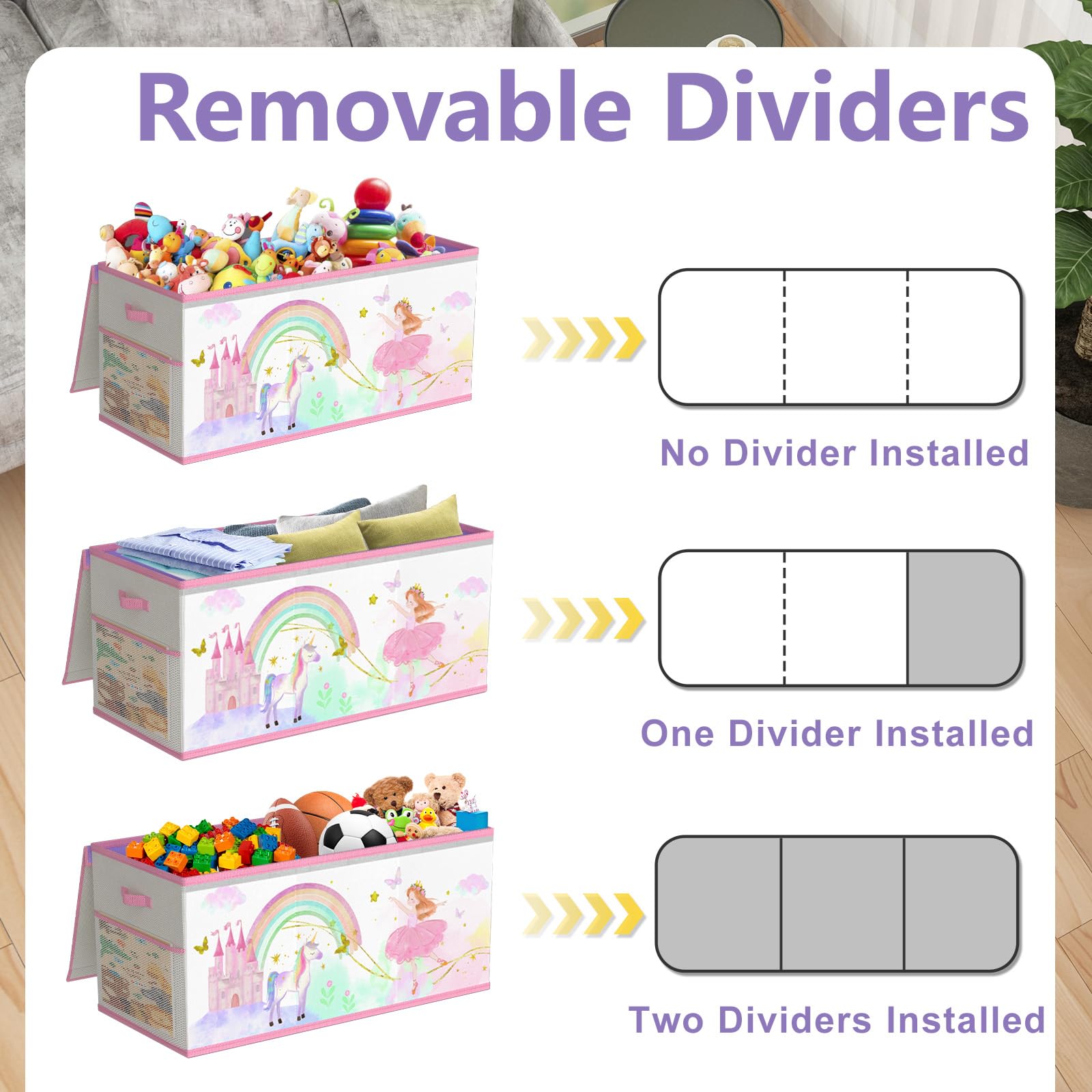 Caja de almacenamiento de juguetes extra grande para niñas y niños, organizador plegable de juguetes para niños, contenedor de juguetes con tapa para ropa, manta, guardería, sala de juegos, dormitorio