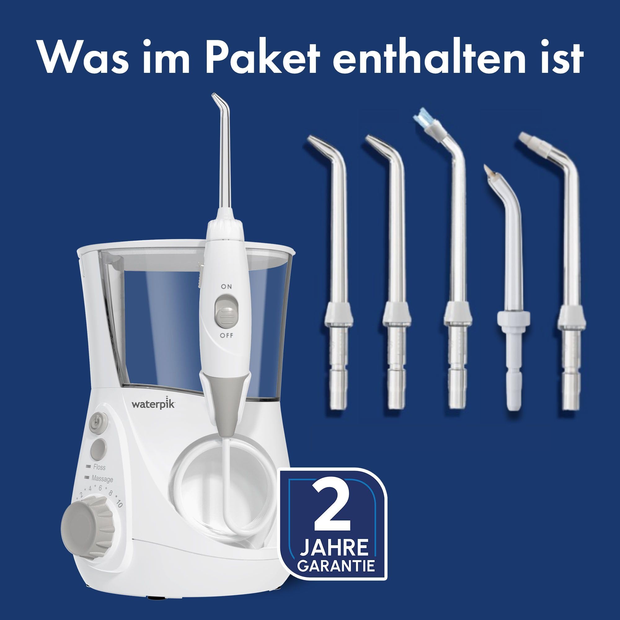 Waterpik Ultra Professional Munddusche, Testsieger 2026, Precision Pulse Technology, TÜV Siegel, bis zu 99,9 Prozent Plaque Entfernung, 6x Aufsätze, 10x individuelle Modi, integrierter Timer, weiß
