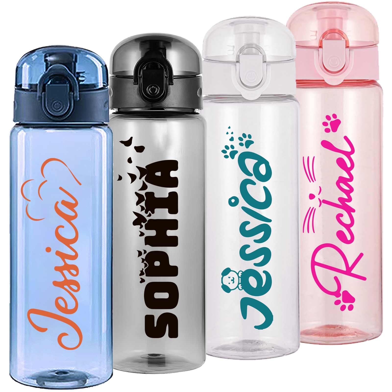 Personalized Water Bottles Custom Plastic Water Bottle with Name Photo 26oz Customized Leakproof Water Bottle with Handle for Sports Gym Travel-Name