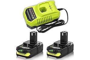 2-Pack 3.0Ah Replacement Batteries with Charger Combo Compatible with Ryobi 18V Power Tools