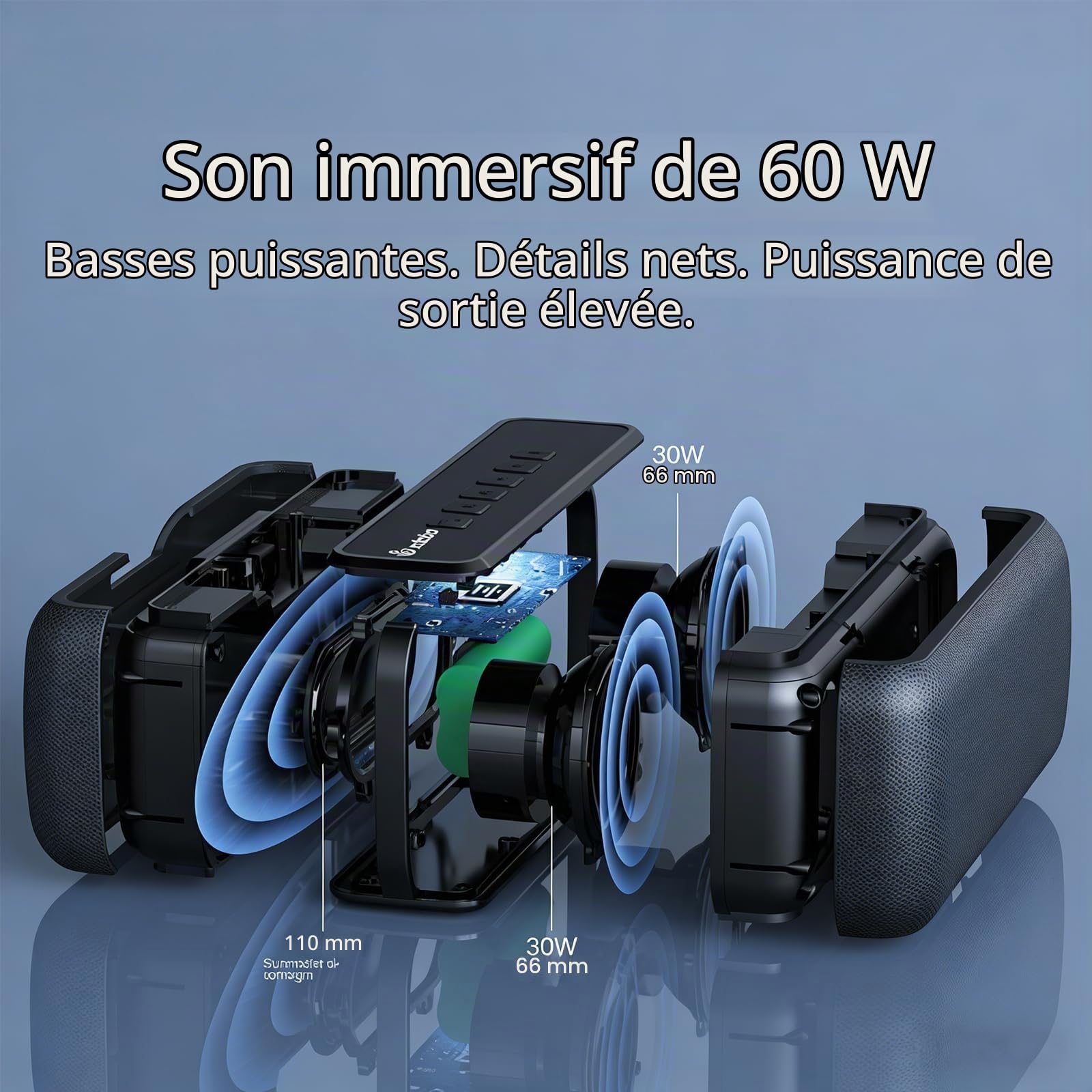 XDOBO X8 II Haut-Parleur Bluetooth 60W Portable avec Basses Profondes, IPX5 Étanche, Bluetooth 5.0, Appairage Stéréo TWS, 8 Heures d’Autonomie, Carte TF & AUX – Enceinte Extérieure