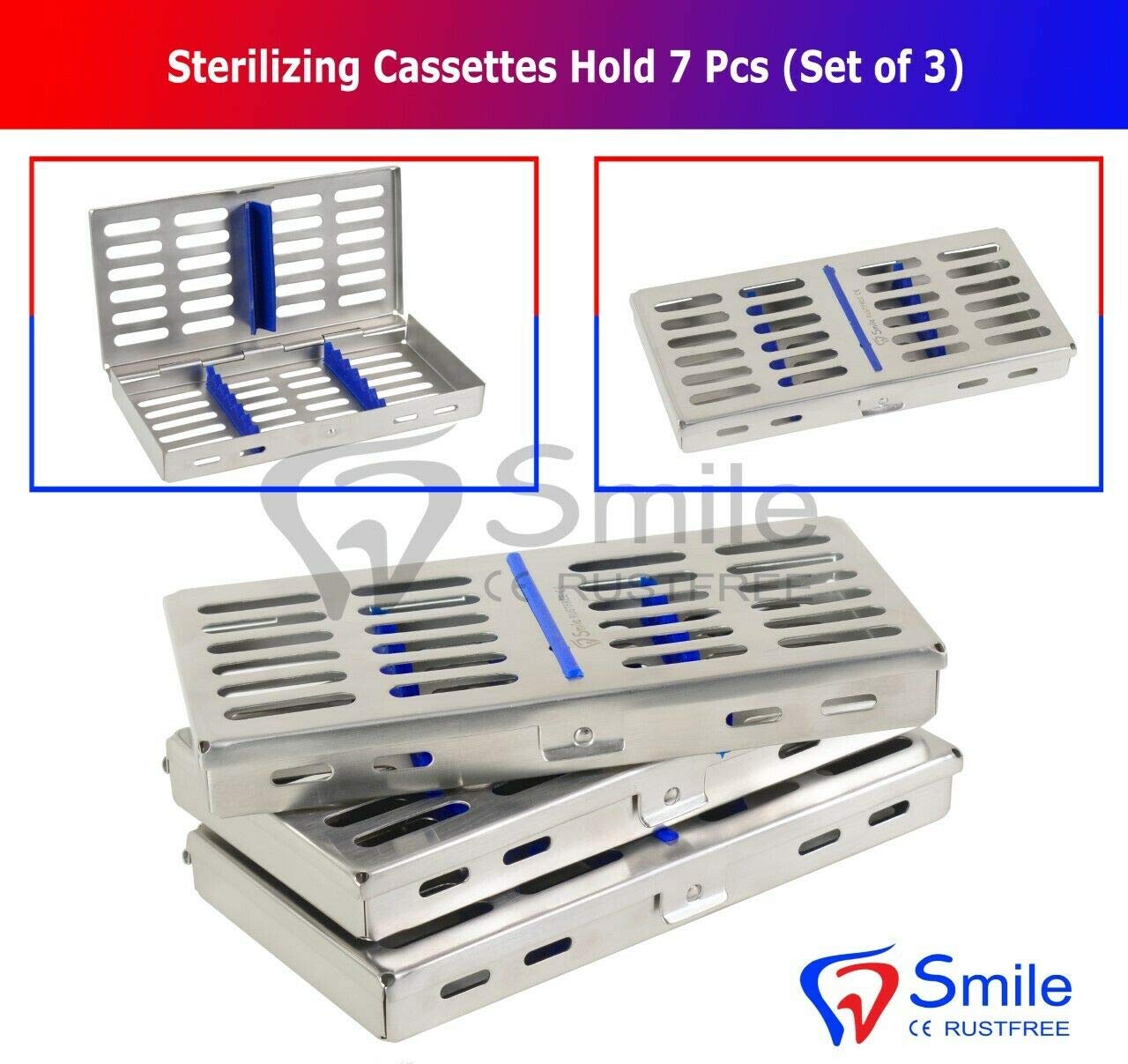 Buy 3X Sterilization Cassette Rack Tray Hold 7 Dental Instruments