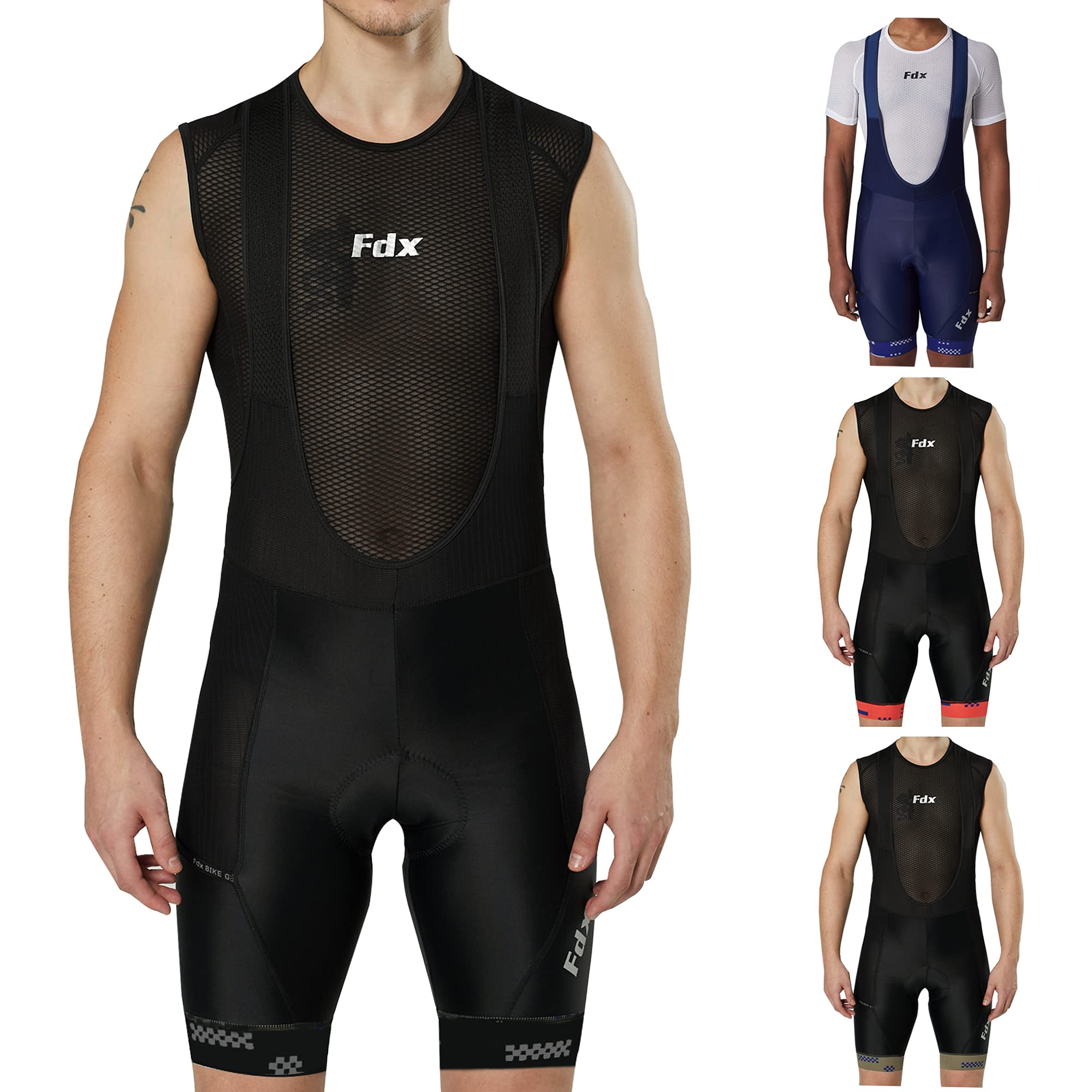FDX Culotte Corto Hombre, Mallas de Ciclismo con Acolchado de Gel 3D, Tirantes de Malla y Bandas de Silicona, Transpirables para Verano y Ajuste Profesional