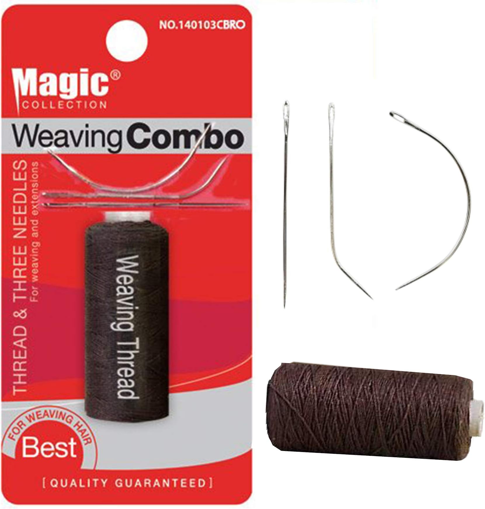Magic Collection Weaving Combo Thread & Needles Set (1-PACK, BROWN)