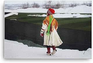 Scandinavian Portrait Wall Art, Sami Portrait Art Deco, Winter Photo Prints, Home Decor Gift for Men & Women, Folk Art Portraits Photography Artwork for Kitchen, Bedroom, Office