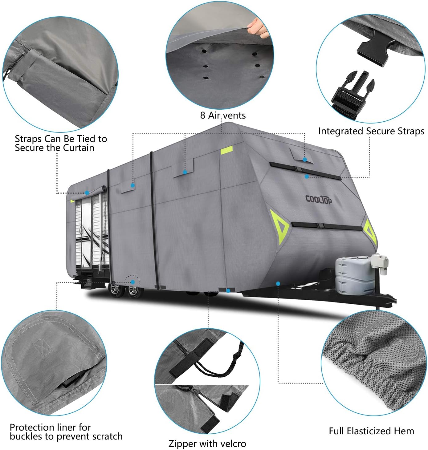 Best Cyber Deals 🔥 COOLTOP Travel Trailer RV Camper Cover for 26'1''-28'6'', Upgraded 300D Waterproof Jayco Trailer Cover Breathable Anti-UV Ripstop for RV Motorhome with Adhesive Patch & Storage Bag New Arrivals COOLTOP Travel Trailer RV Camper Cover for 26'1''-28'6'', Upgraded 300D Waterproof Jayco Trailer Cover Breathable Anti-UV Ripstop for RV Motorhome with Adhesive Patch & Storage Bag