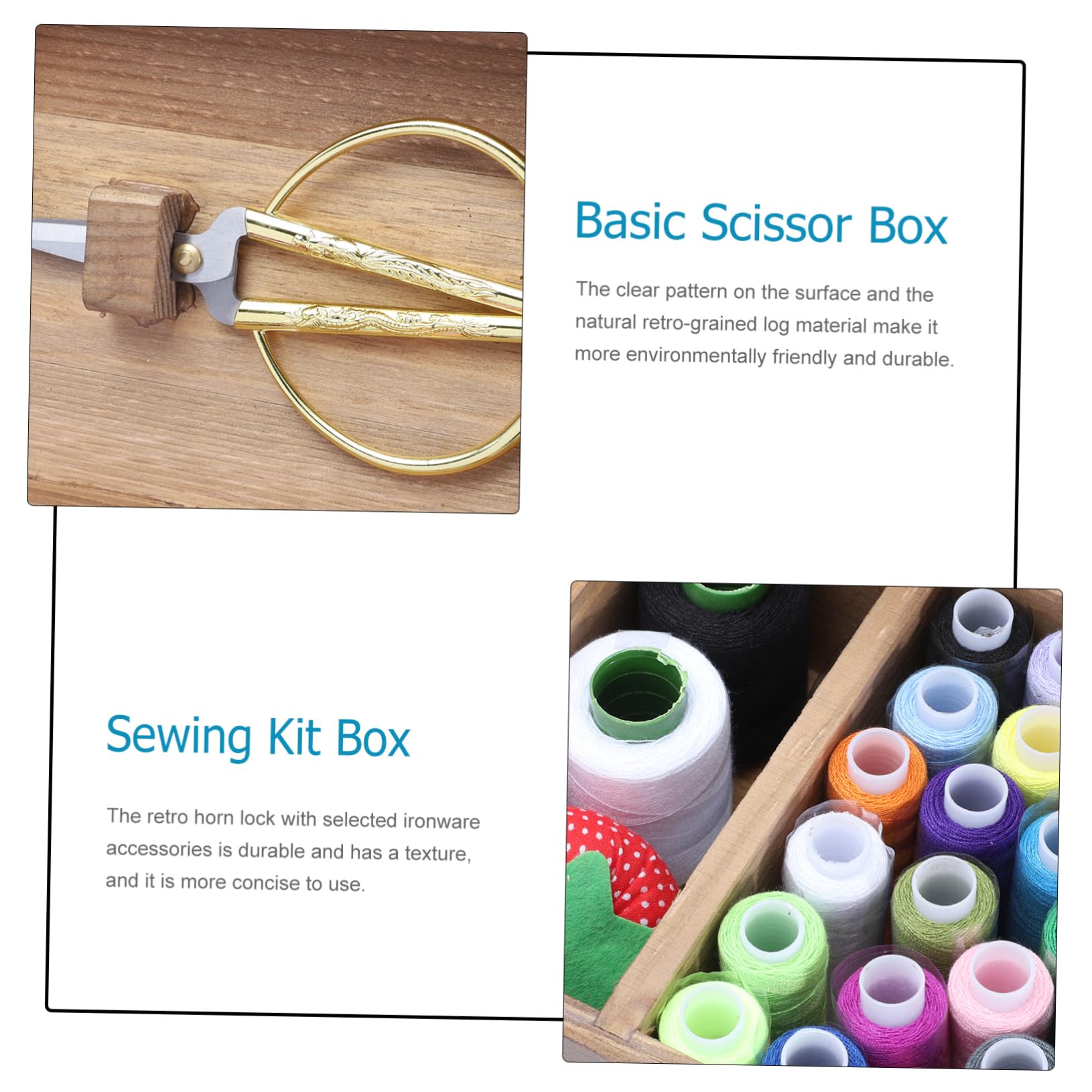 Angoily Kit de Costura de Madera Retro Gran Capacidad, Estuche para Artículos de Costura Ecológico y Caja de Herramientas para DIY Hogar