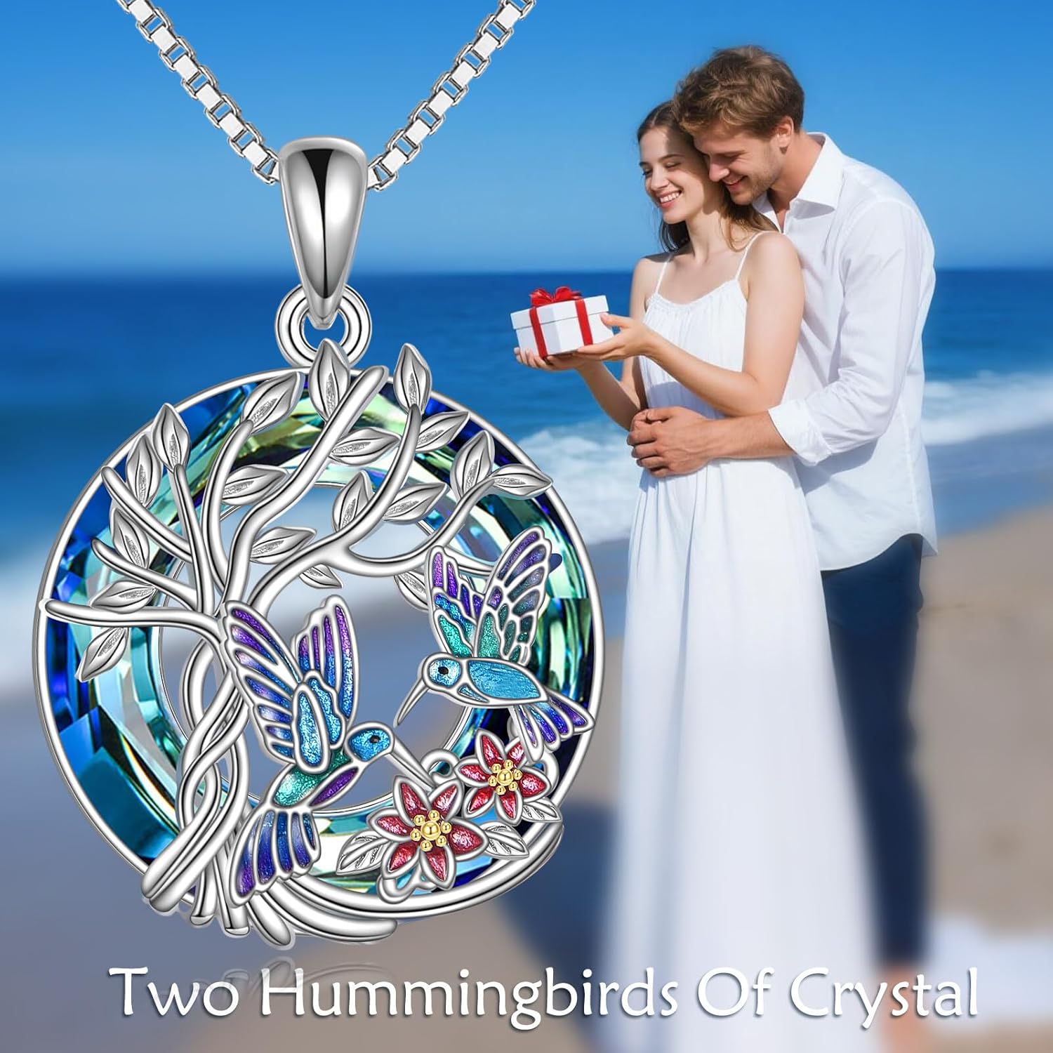 TOUPOP Sterling Silver Tree of Life Hummingbird/Dragonfly/Owl/Panda Necklace Crystal Bird Jewelry Birthday Christmas Valentines Day Gifts for Her Girlfriend Mom - Image 5