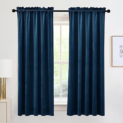 Miniatura 341 de RYB HOME Cortinas de terciopelo súper lujosas con diseño de bolsillo para barra, cortinas de privacidad con aislamiento térmico para oscurecer