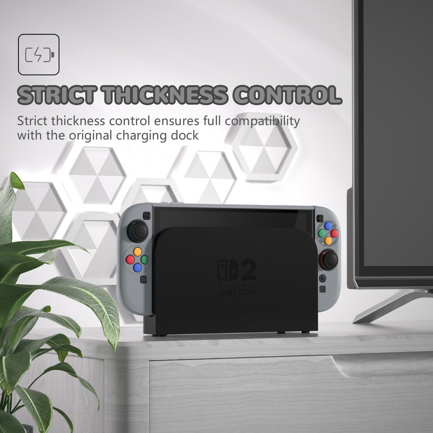PlayVital Funda Protectora para Nintendo Switch 2 (2025) - Carcasa Rígida Dockable con Soporte Plegable y Tapas para Joysticks, Protector para Switch 2 - Color Sólido Serie (Clásico SNES)