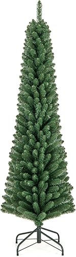 Miniatura 17 de Goplus - Árbol de Navidad artificial cónico de 6 pies, 340 puntas de rama, agujas de cloruro de polivinilo premium, delgado con soporte de metal