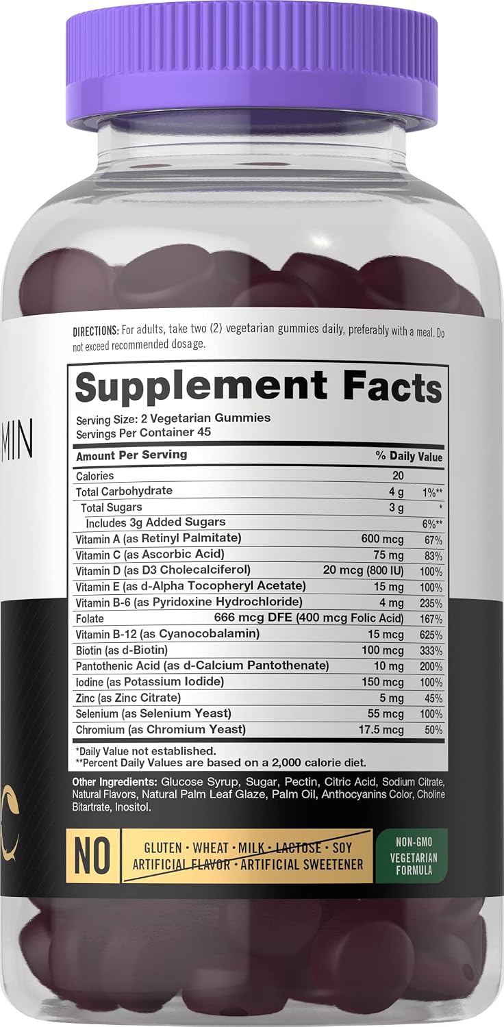 Carlyle Men's Multivitamin Gummies | 90 Count | Natural Blueberry Flavor | Vitamin C, D3 and Zinc | Vegetarian, Non-GMO, Gluten Free Supplement