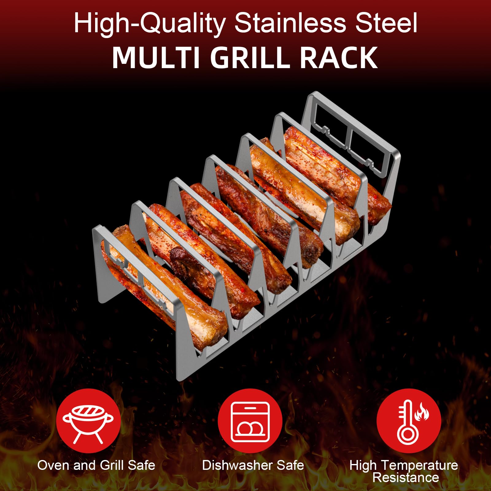 Spareribs uchwyt na grill, uchwyt na udka kurczaka, akcesoria do grilla ze stali nierdzewnej, całkiem proste, pośrednie grillowanie, wielofunkcyjny grill dla mężczyzn, dobry prezent (zestaw 2