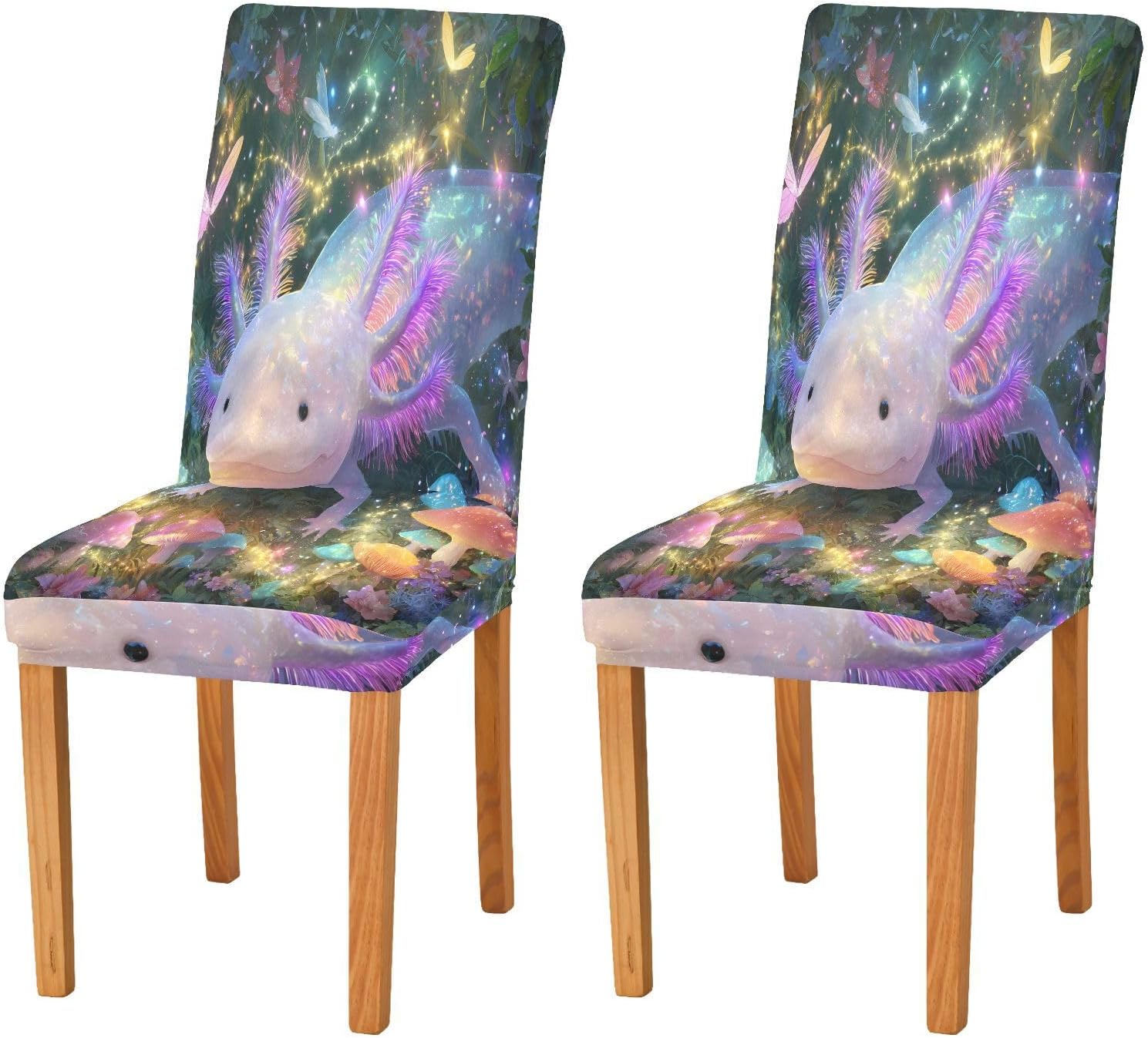 ALAZA Chair Covers for Dining Room, Salamander Butterfly Stretch Chair Cover Sets Chair Protector Removable Washable for Ktichen Restaurant Hotel