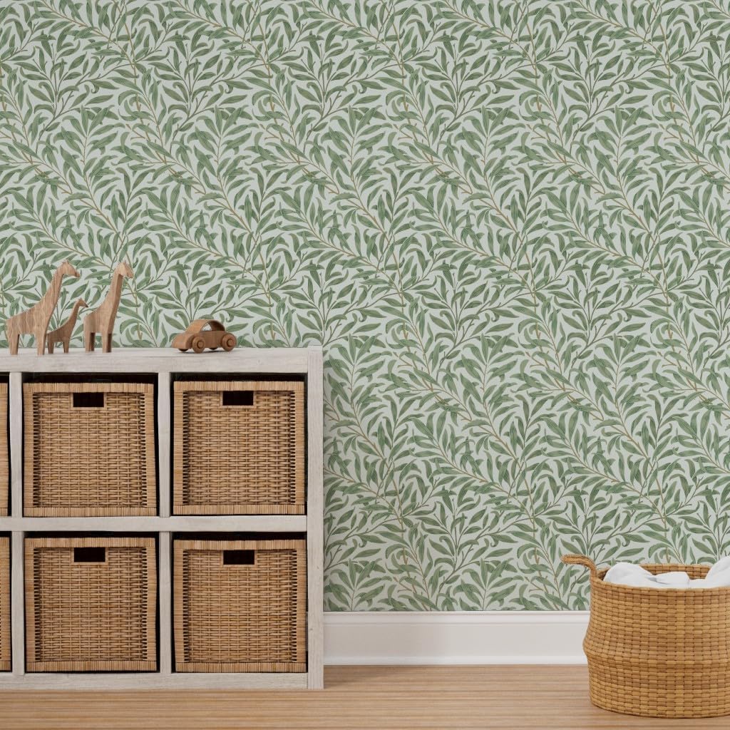 Removable Wallpaper 12ft x 2ft - Willow Bough William Morris Antique Victorian Art Nouveau Edwardian Arts and Crafts Custom Pre-Pasted Wallpaper by Spoonflower
