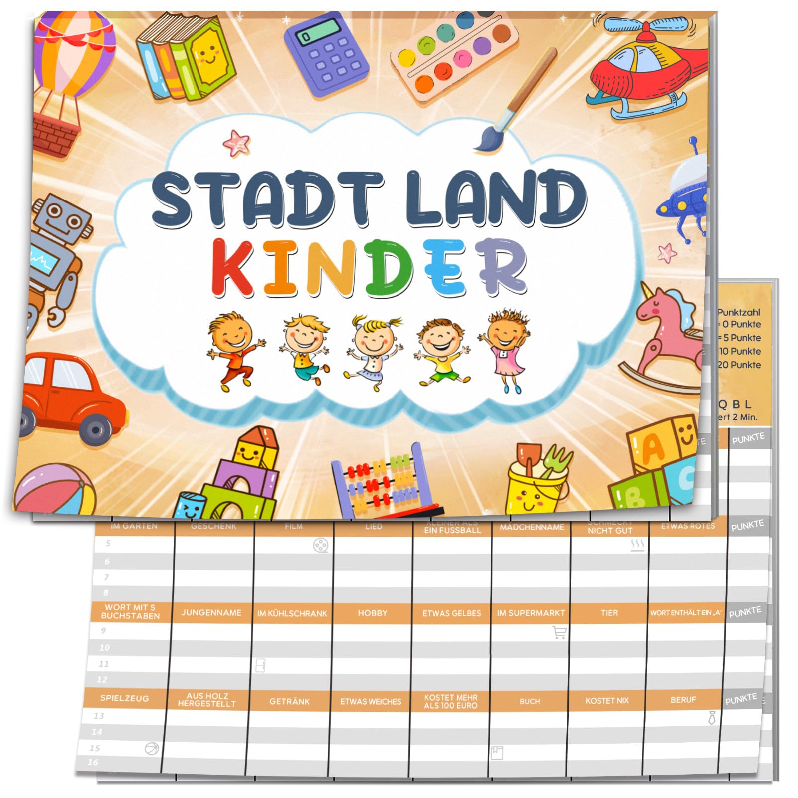 Stadt Land Kinder Kartenspiel, Geschenk für Junge Mädchen ab 7 8 9 10 Jahre, Geschenkidee zu Kommunion Erstkommunion Geburtstag, Ostergeschenke, Activity Junior Spiel 2026, Mitgebsel Kindergeburtstag