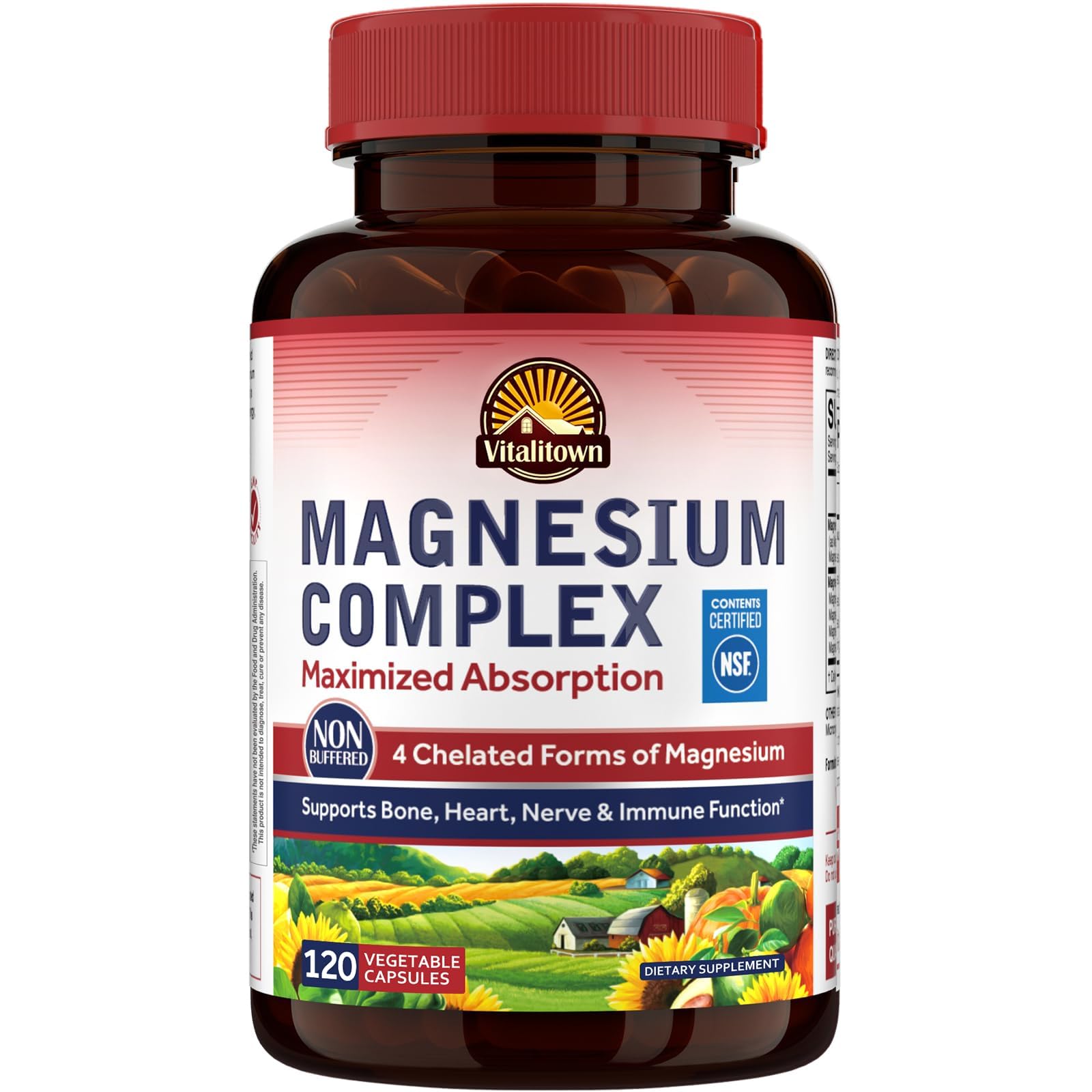 Vitalitown Magnesium Complex Supplement 500mg – NSF Certified, 120 Capsules 120 Count (Pack of 1)