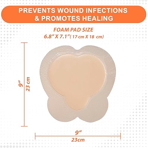 Miniatura 3 de MedVance Aderezo antibacteriano altamente absorbente de silicona plateada con bordes, sacro, sacro, 9 x 9 pulgadas (almohadilla de 6.6 x 6.4