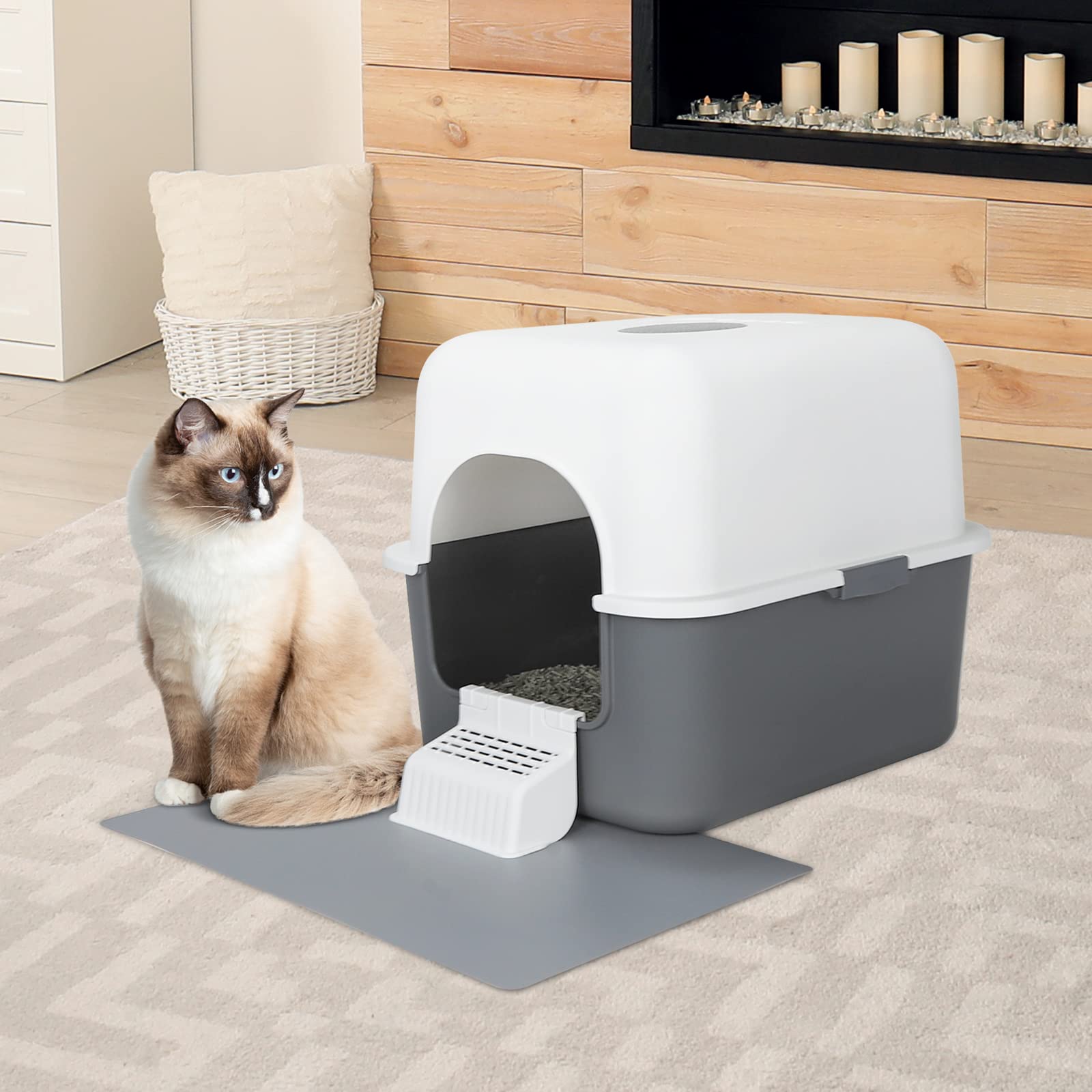 Buy Cat Litter Box with Lid,Top Entry Kitty Sifting Litter Box Kitten Toilet for 10lb Cats