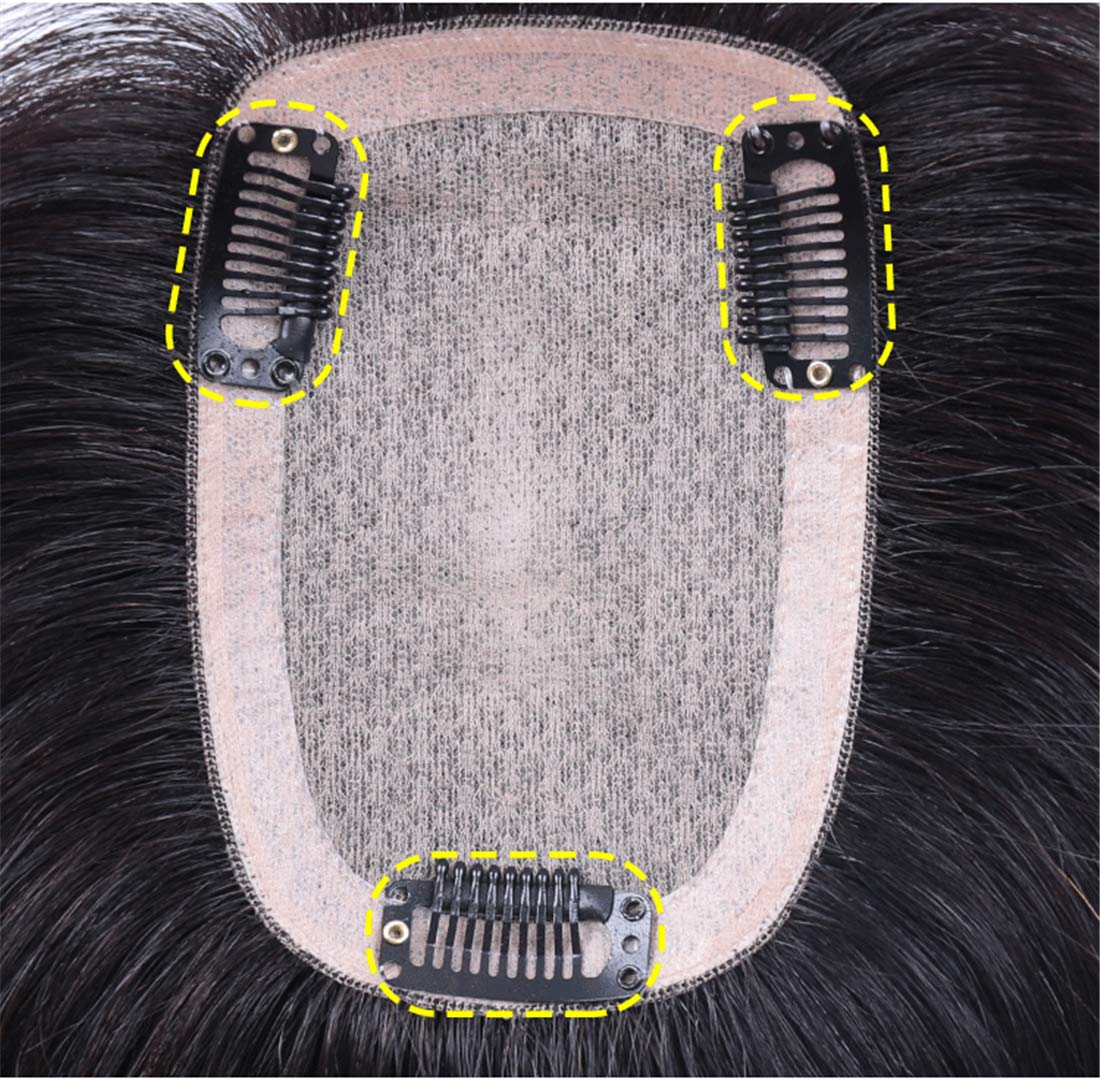 8 x 12 cm base de seda clip en la corona de pelo humano con flequillo de aire para mujeres con calvicie femenino