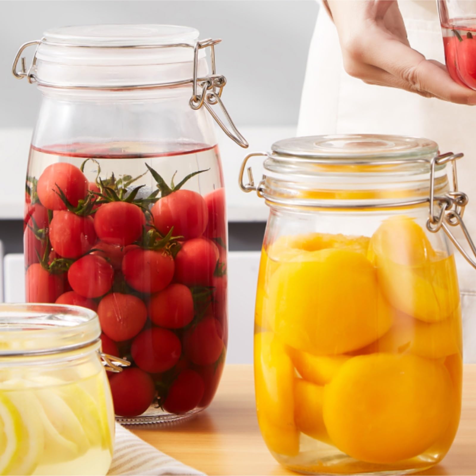 Vorratsgläser mit Deckel Set Mit 2 Vorratsgläsern Aus Glas Luftdichten Klemmdeckeln for Pickle Aufbewahrungsgläser Küche(750ml)