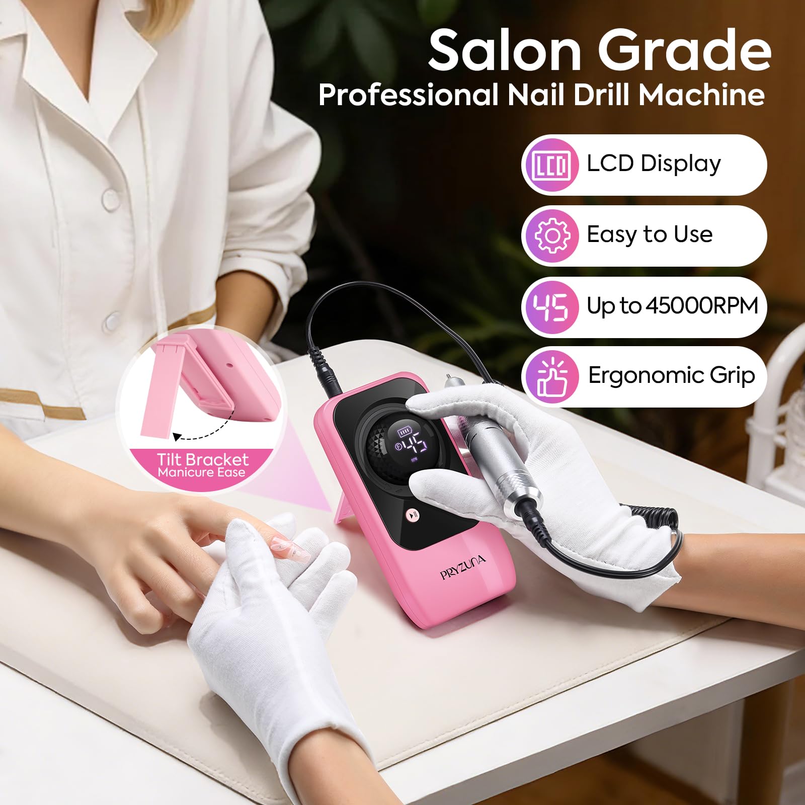 Perceuse à ongles électrique professionnelle (rose)