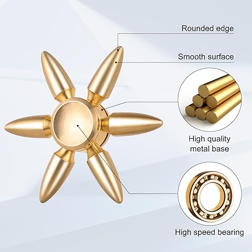 Miniatura 2 de ATESSON Juguete giratorio para la ansiedad, ultra duradero, de acero inoxidable, de alta velocidad, 3-5 minutos, latón de precisión, de metal, para