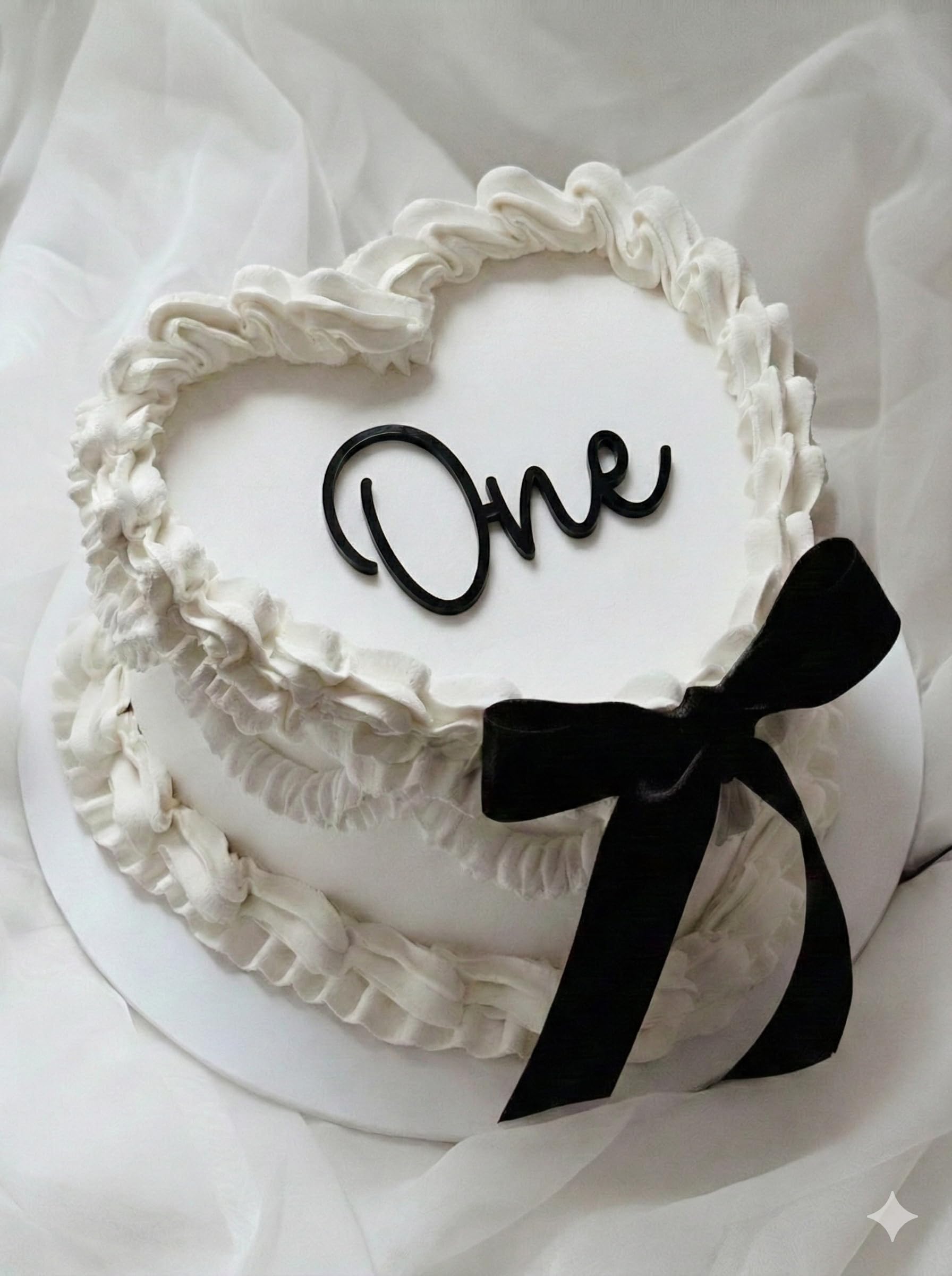One Cake Charm Topper Black Gloss Laser Cut 3mm Thick Premium Quality 1st first Birthday Vintage Lambeth Style