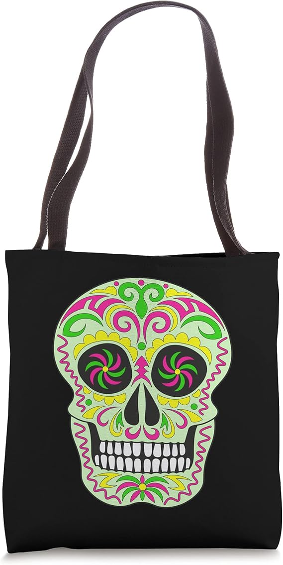 2021 Dia De Los Muertos Sugar Skull Spanish Day of Dead Tote Bag
