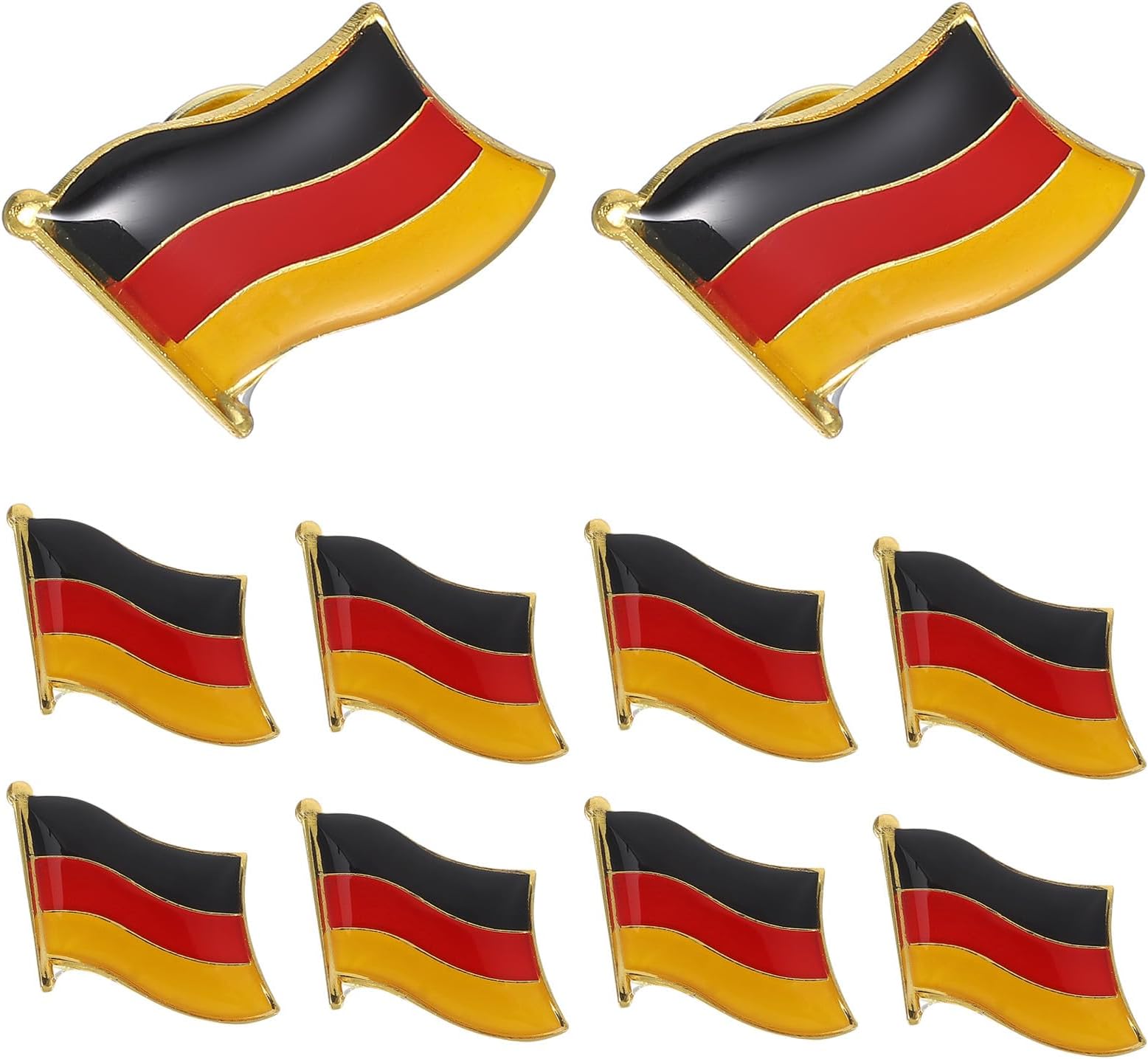 10 Pcs German Flag Iron Brooch Pins with Butterfly Clasp, Patriotic Lapel Badge Pins for Jackets, Cardigans, and Clothing Accessories in Uk