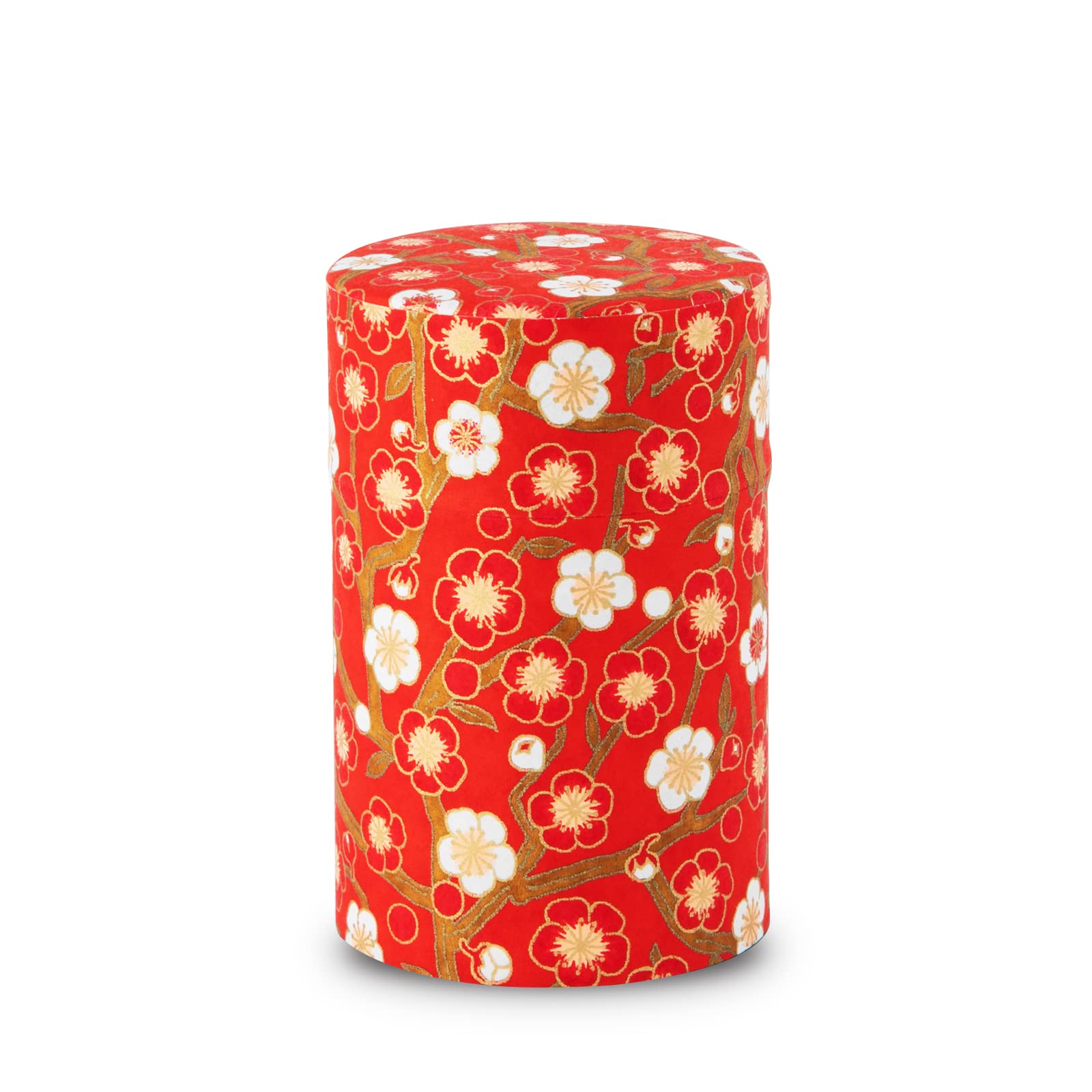 NOREN Tea caddy for loose leaf tea japanese washi paper 100g capacity (Plum Red) tea caddies tea tin tea canister