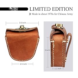Kosibate Ammo Pouch, Genuine Leather Ammo Bag for .22 22lr .38 .45 Hunting Vintage Belt Gun Ammo Carrier Pouch(Bronze)