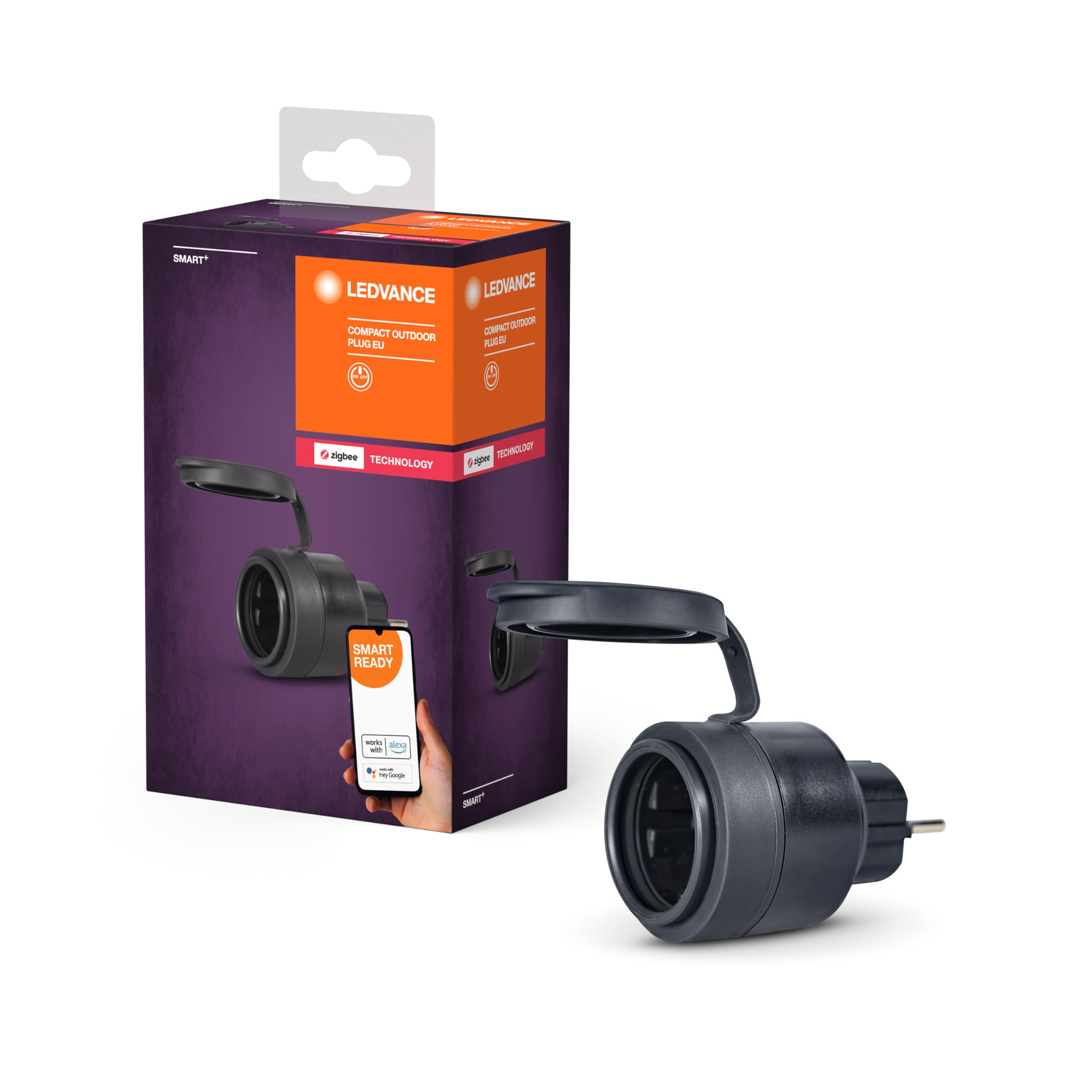 LEDVANCE LEDVANCE Smarte kompakte Steckdose für Aussen mit ZigBee Technologie, bindet konventionelle Geräte ins Smart Home ein, kompatibel mit Alexa, Google & SMART+ OUTDOOR COMPACT PLUG,4er-Pack