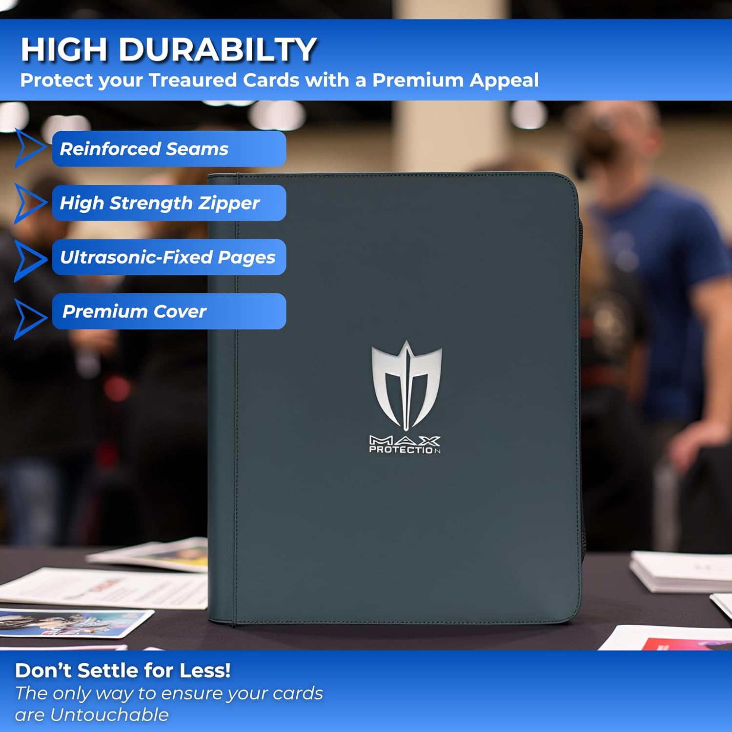 Max Protection Premium Toploader Card Binder - 9 Pocket - Holds 252 Standard Toploaders - Acid-Free Archival-Safe Polypropylene - Side-Loading Pages for Sports & Trading Cards (Black, 1 Binder)