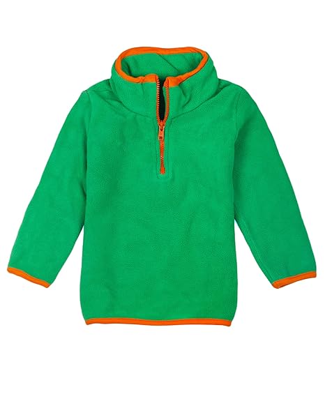 Nino Bambino Anti-Pill Polyester Recycled Polar Fleece Full Sleeve High Neck Zipper Green Sweatshirt for Unisex ( Baby Boys and Girls)