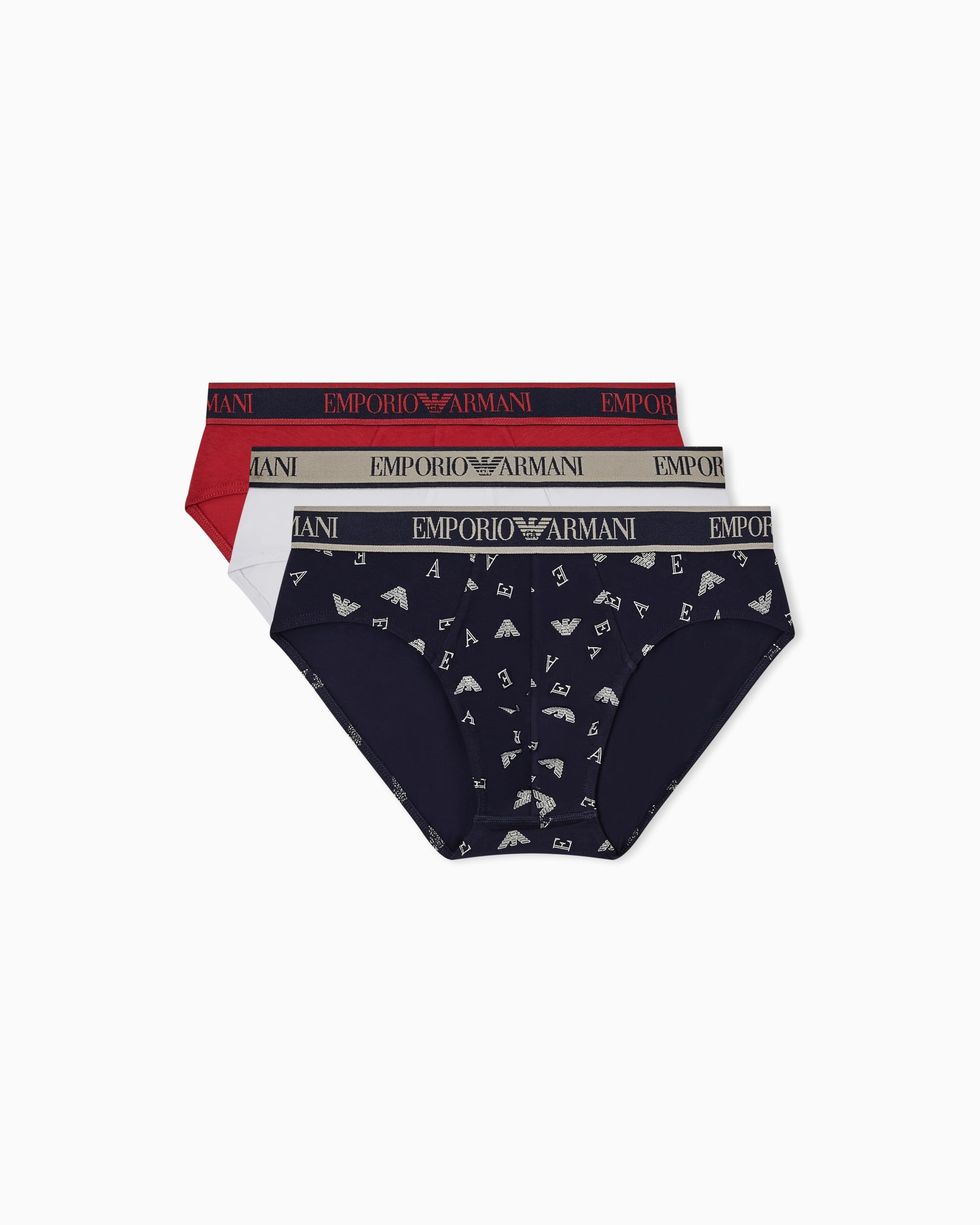 EMPORIO ARMANI Men's CORE Logoband 3-Pack Brief Red M
