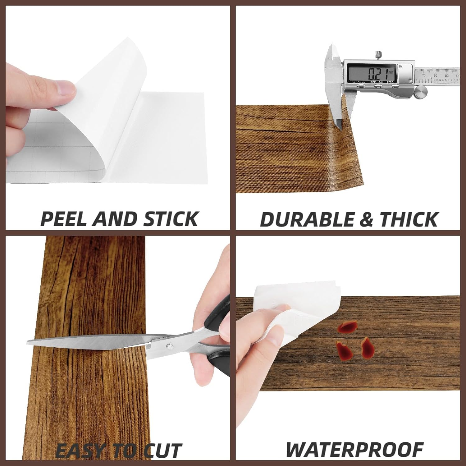 Decotalk 3"x236" Wood Border Wallpaper Peel and Stick Wood Grain Wallpaper Self Adhesive Wall Paper Removable Mirror Frame Border Wood Frame Mirror Vinyl for Bedroom Home Decor