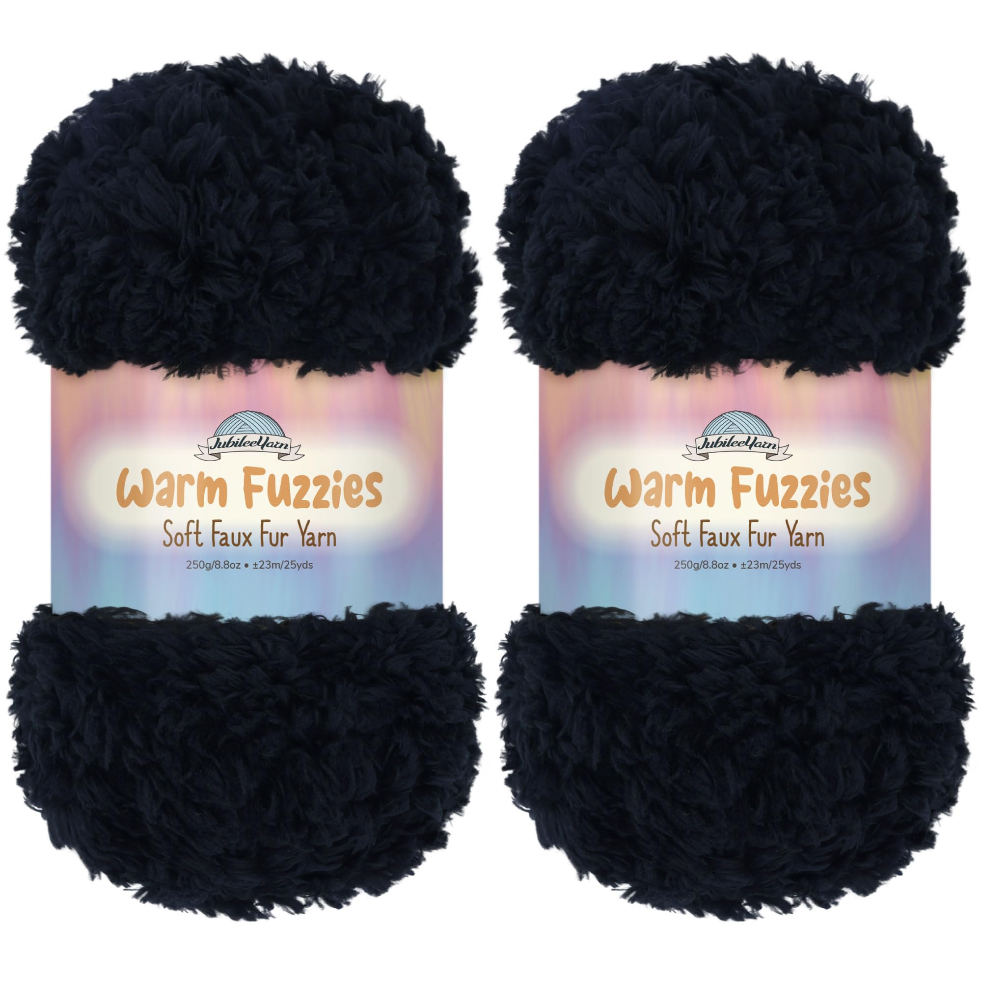 JubileeYarn Warm Fuzzies Soft Faux Fur Yarn - Polyester Bulky Weight - 100g/Skein - Black - 2 Skeins