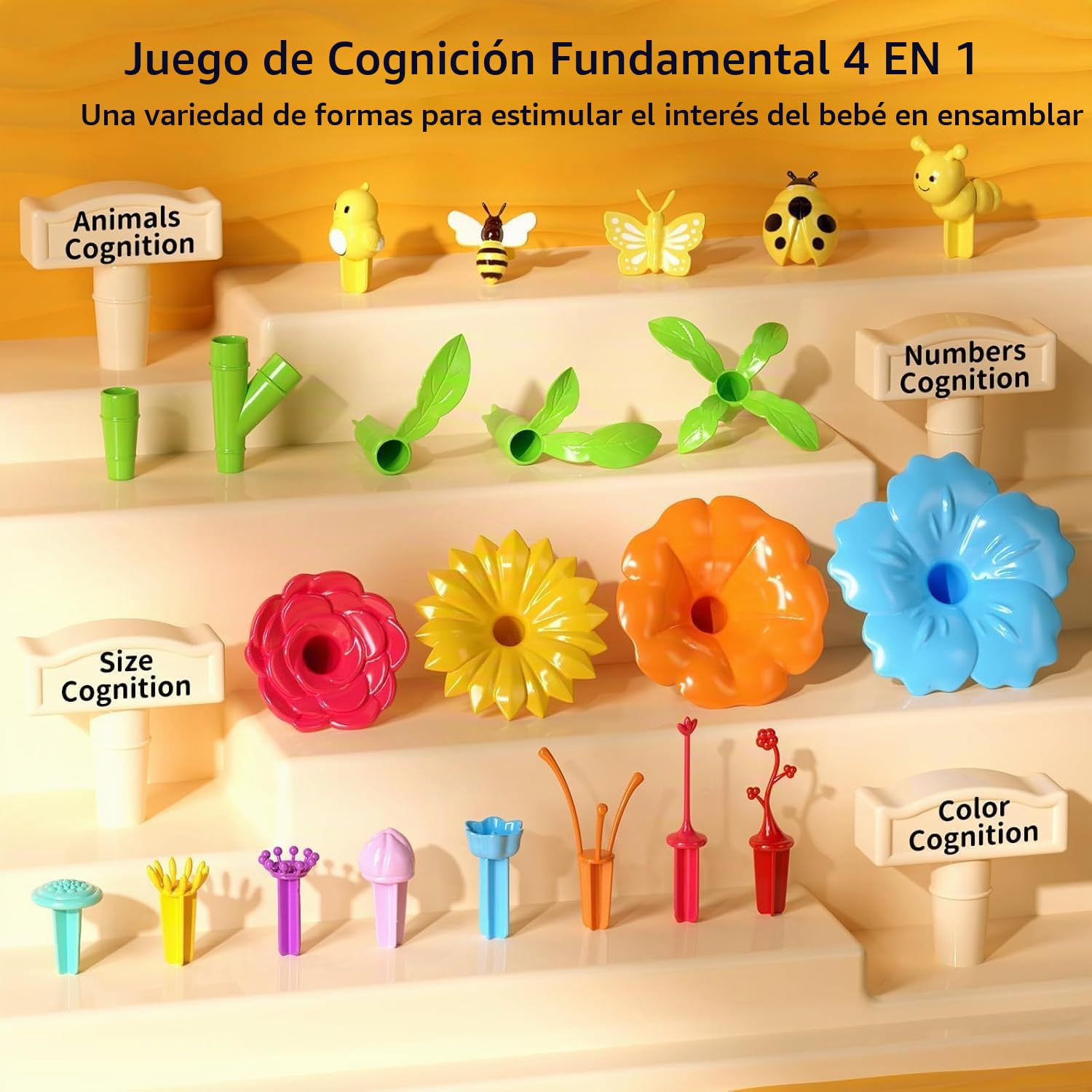 TEMI 224 PCS Flores Jardín Construcción Juguetes para Niñas, Juguetes educativos de menta y jardín preescolar Juego Juego para niños pequeños 3 4 5 6 7 años niños niños niñas