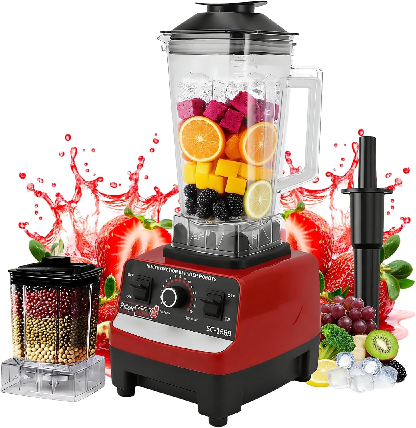 Blenders for Kitchen, 4500W High Speed Professional Smoothie Blender with 2L BPA Free Container and 600ml Grinding Cup, 15 Speed Control for Crushing Ice, Frozen Fruit, Juice, Puree & Baby Food