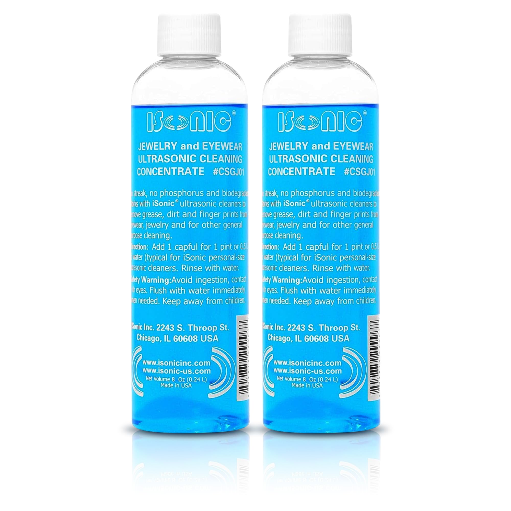 iSonic - CSGJ01x2 CSGJ01-8OZx2 Solution de nettoyage à ultrasons pour bijoux/lunettes (lot de 2)