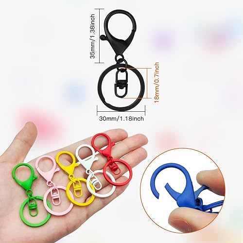 Miniatura 5 de 30 llaveros con cierre de langosta para hacer joyas, coloridos clips de gatillo giratorios de metal con cierres giratorios, clips de gancho, anillo