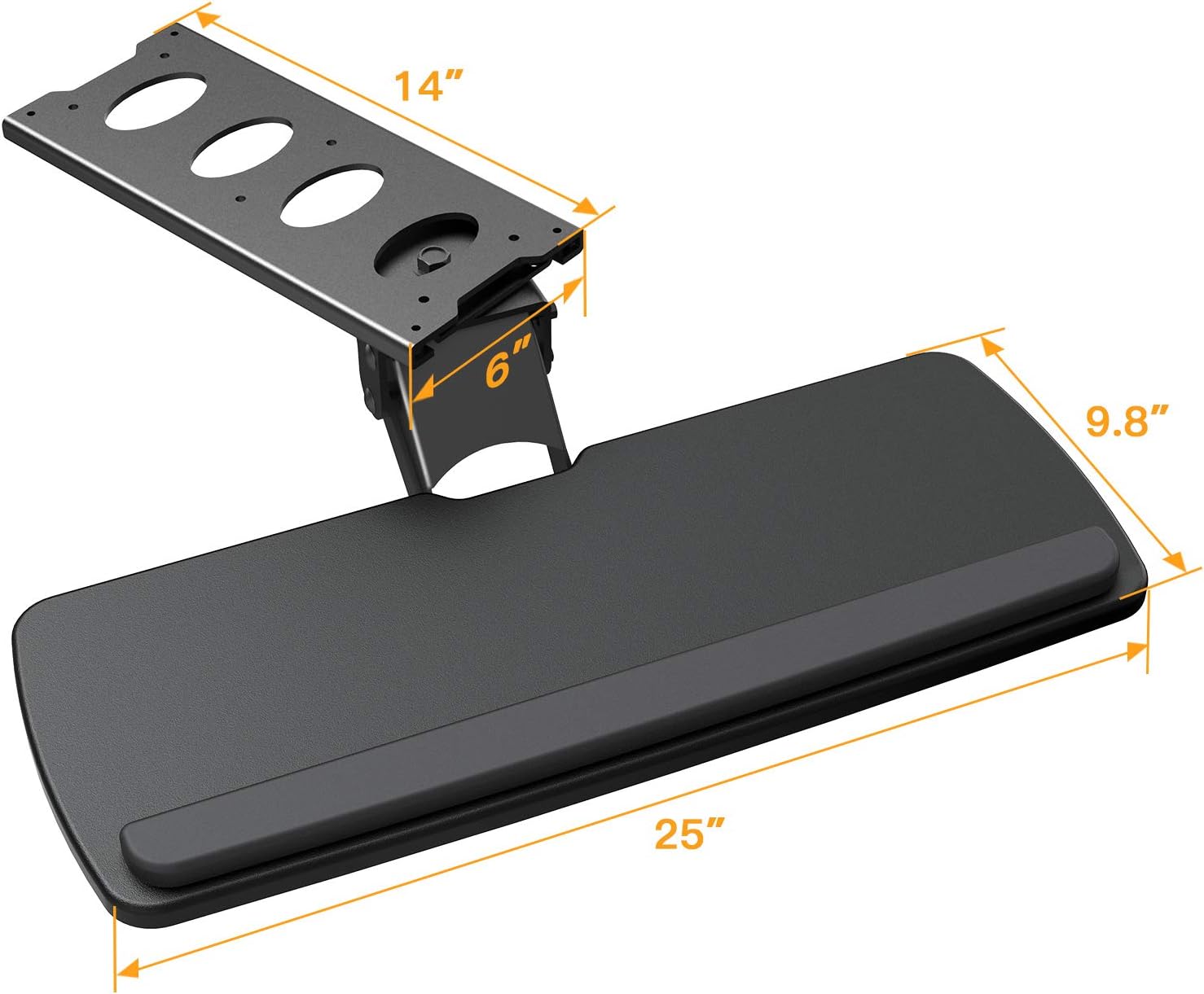 Huanuo Keyboard Tray Under Desk，360 Adjustable Ergonomic Sliding Keyboard & Mouse Tray, 25" W x 9.8" D, Black : Office Products