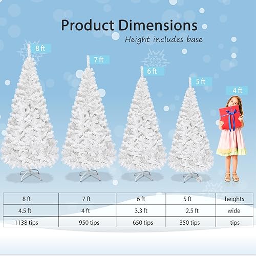 Miniatura 4 de Árbol de Navidad blanco, pequeño árbol de Navidad artificial con soporte de metal, decoración navideña para el hogar, oficina, fiesta (6 pies)