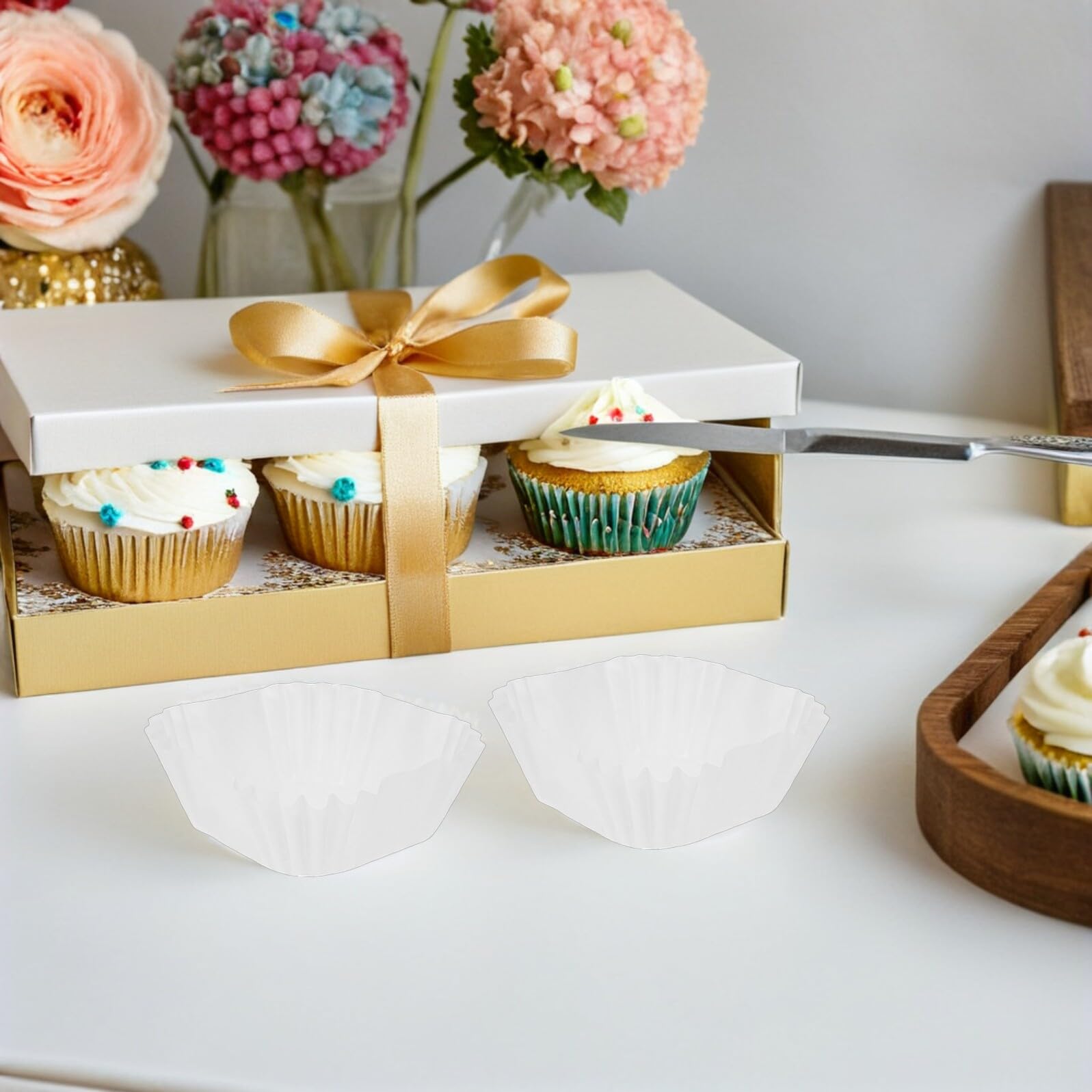 Ipetboom 3000 Unidades Molde de Papel para Cupcakes Cuadrados, Cápsulas para Hornear Muffins y Tartaletas, Antiadherentes Prueba de Grasa, Ideales para Bodas y Celebraciones Familiares