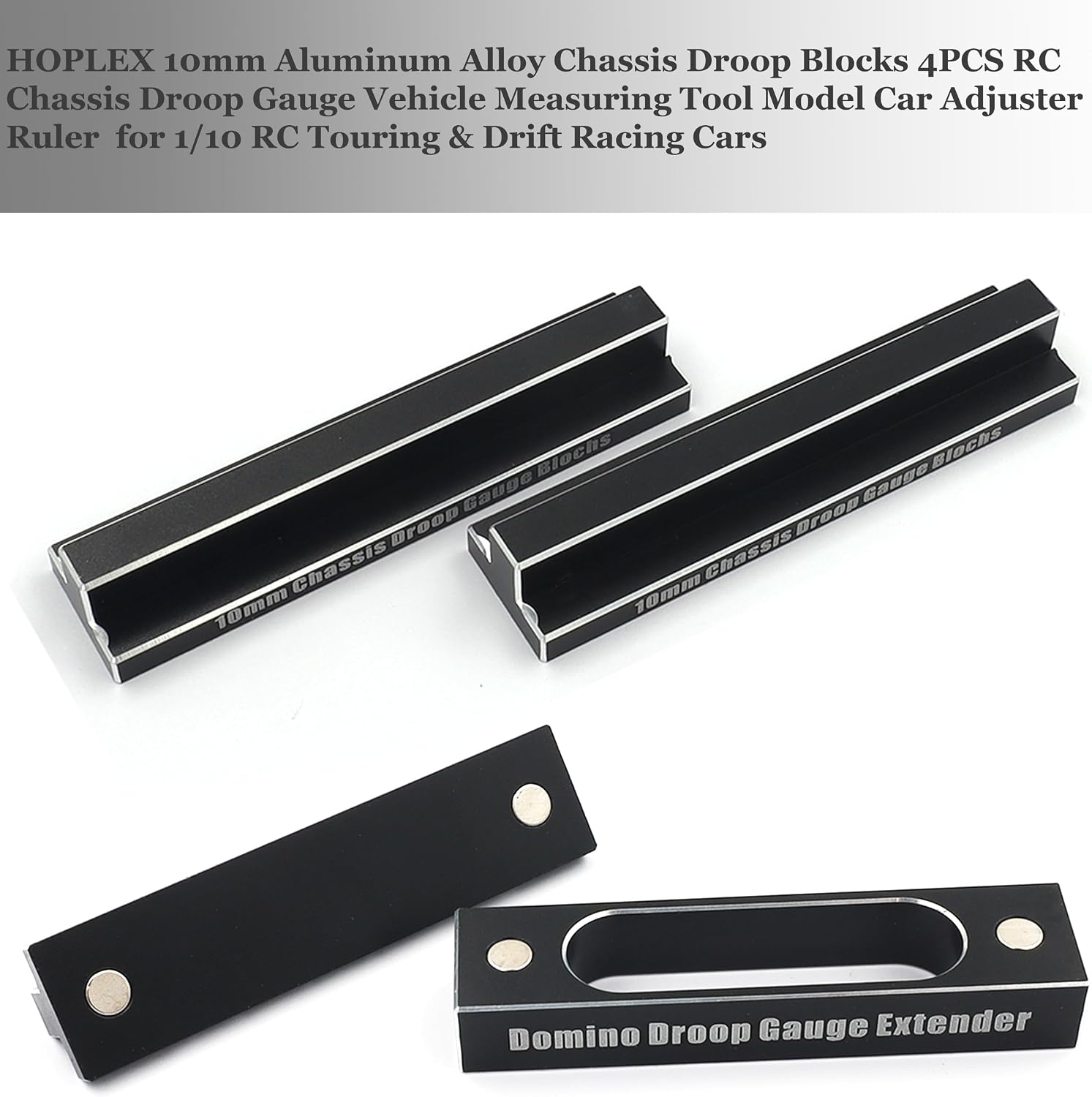 10mm Aluminum Alloy Chassis Droop Blocks 4PCS RC Chassis Droop Gauge Vehicle Measuring Tool Model Car Adjuster Ruler for 1/10 RC Touring & Drift Racing Cars