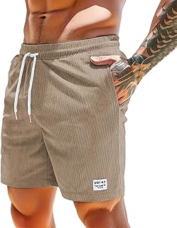 2025 - Pantalones cortos casuales de moda para hombre, sistema de color sólido, estilo pana pantalones de chándal cortos a cuadros para hombre