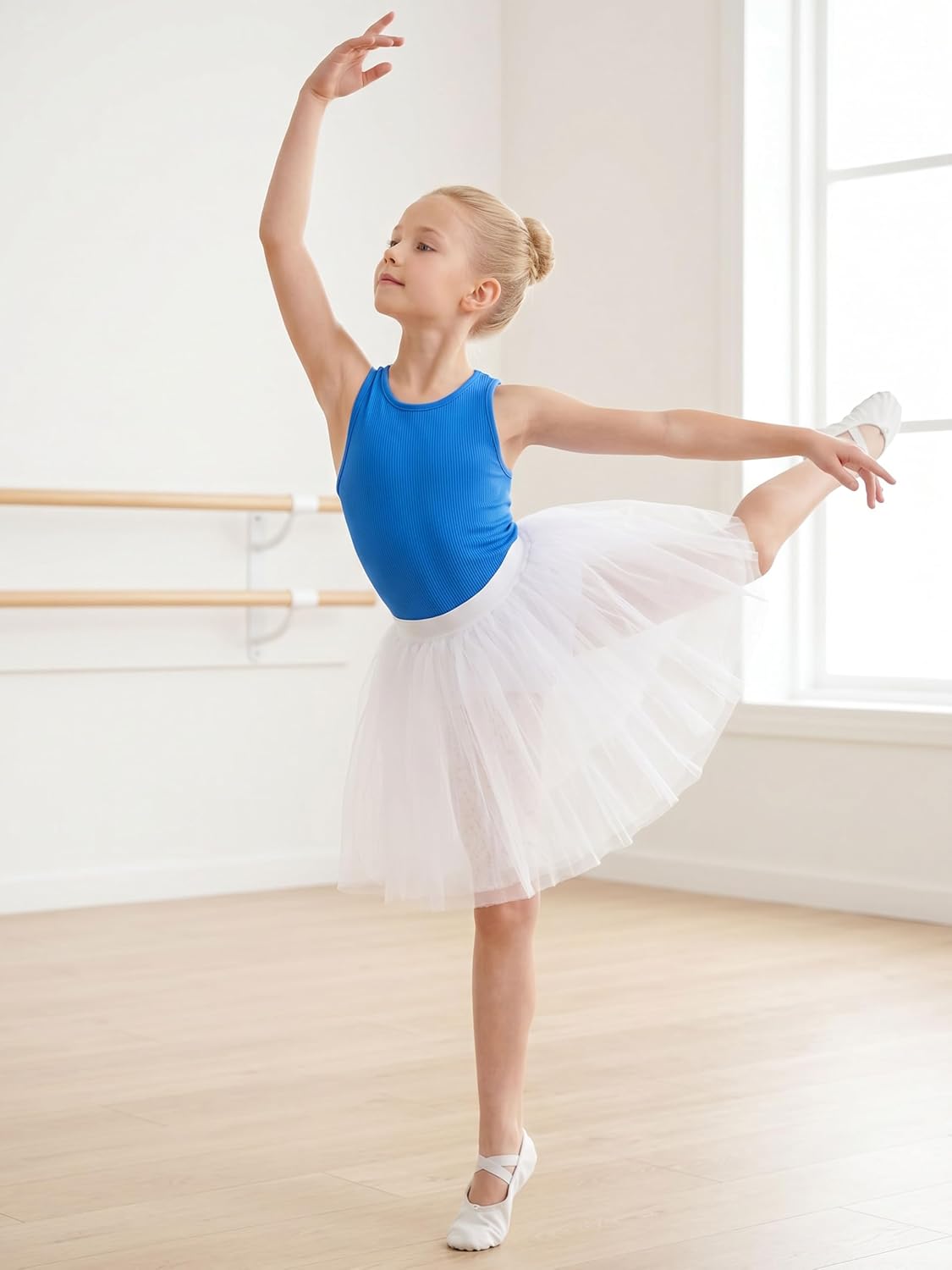 ATTRACO Ribflex Girls Ribbed Tank Top Sleeveless Athletic Racerback Tops for Kids Dance Gymnastics Casual 7-14 Years